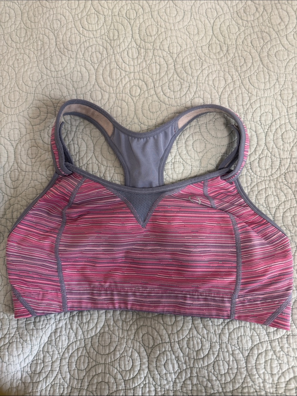 Brooks moving comfort Women's Pink Striped Racerback Sports Bra 38c